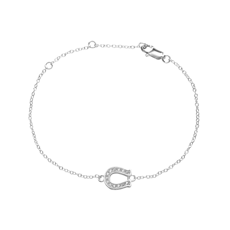 925 Silver U Chain Bracelet Clear CZ Women Crystal Adjustable Jewelry