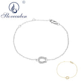 925 Silver U Chain Bracelet Clear CZ Women Crystal Adjustable Jewelry