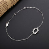 925 Silver U Chain Bracelet Clear CZ Women Crystal Adjustable Jewelry
