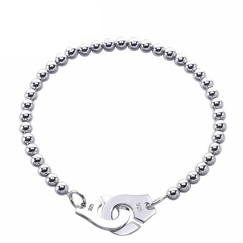 925 Sterling Silver Handcuff Bracelets Menottes Women Fine Jewelry