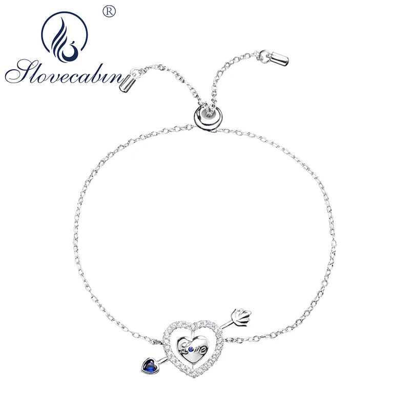 925 Silver Adjustable Hearts Chain Bracelet for Women