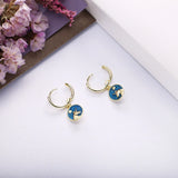 925 Silver Animal Hoop Earrings Enamel Femme Pendientes Piercing Clip On