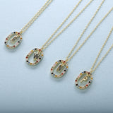 925 Silver Letter A M Zircon Necklace Choker Chain