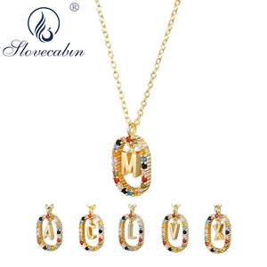 925 Silver Letter A M Zircon Necklace Choker Chain