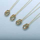 925 Silver Letter A M Zircon Necklace Choker Chain