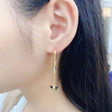 925 Silver Dragonfly Drop Earrings High Crystal Fine Jewelry
