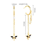 925 Silver Dragonfly Drop Earrings High Crystal Fine Jewelry