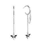925 Silver Dragonfly Drop Earrings High Crystal Fine Jewelry