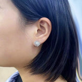 925 Silver Flowers CZ Stud Earrings Wedding Jewelry Gift