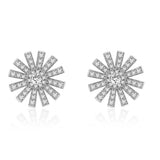 925 Silver Flowers CZ Stud Earrings Wedding Jewelry Gift
