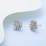 925 Silver Flowers CZ Stud Earrings Wedding Jewelry Gift
