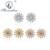 925 Silver Flowers CZ Stud Earrings Wedding Jewelry Gift