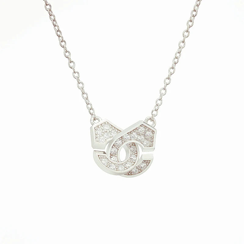 925 Silver Handcuffs Menottes Chain Necklace High Femme Jewelry
