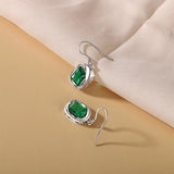 925 Silver Green Stone Earrings Clear Cubic Zircon Femme Women Gift