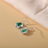 925 Silver Green Stone Earrings Clear Cubic Zircon Femme Women Gift