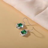 925 Silver Green Stone Earrings Clear Cubic Zircon Femme Women Gift
