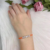 925 Silver Hearts Orange Rope Bracelet Women Jewelry Gift