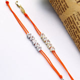 925 Silver Hearts Orange Rope Bracelet Women Jewelry Gift