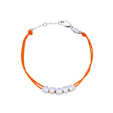 925 Silver Hearts Orange Rope Bracelet Women Jewelry Gift