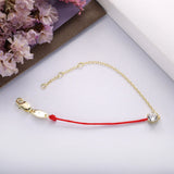 925 Silver Red Rope Bracelet Crystal Clear CZ Chain Women Gift