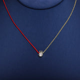 925 Silver Red Rope Chain Rabbit Pendant Choker Necklace With CZ