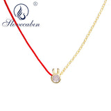 925 Silver Red Rope Chain Rabbit Pendant Choker Necklace With CZ