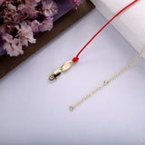 925 Silver Red Rope Chain Rabbit Pendant Choker Necklace With CZ