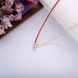 925 Silver Red Rope Chain Rabbit Pendant Choker Necklace With CZ