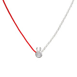 925 Silver Red Rope Chain Rabbit Pendant Choker Necklace With CZ