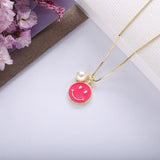 925 Silver Smile Face Pearl Pendant Chain Necklaces For Women