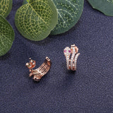 925 Silver Snake Crystal Stud Earrings Women Engagement Jewelry