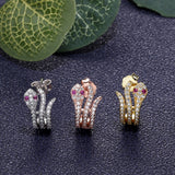 925 Silver Snake Crystal Stud Earrings Women Engagement Jewelry