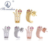 925 Silver Snake Crystal Stud Earrings Women Engagement Jewelry