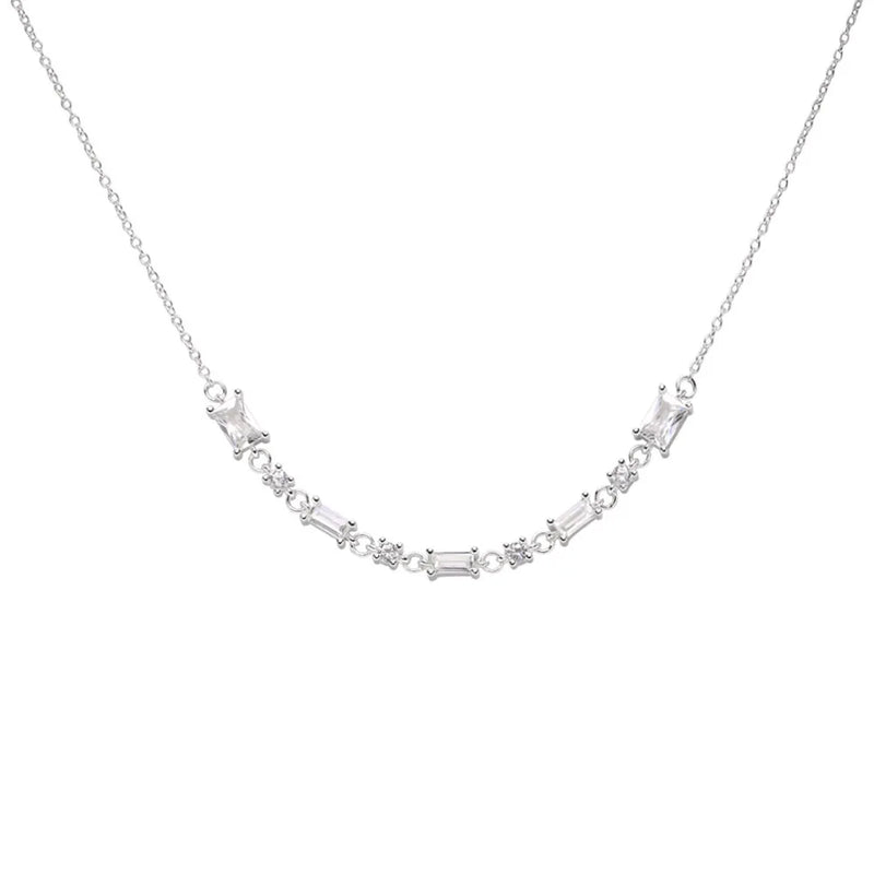925 Silver Square CZ Choker Necklace High Femme Gift