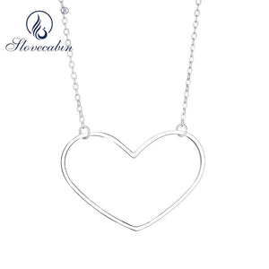 925 Sterling Silver Heart Love Pendant Necklace with Long Chain