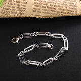 925 Silver Paperclip Chain Bracelet European Jewelry Gift