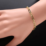 925 Silver Paperclip Chain Bracelet European Jewelry Gift
