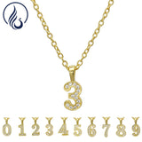 925 Silver Lucky Number 8 Pendant Choker Necklace With Clear CZ
