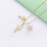Japan Men Long Cross Pendant Necklace 925 Sterling Silver Zircon CZ Punk