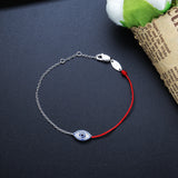 Evil Eye Crystal 925 Sterling Silver Red Rope Bracelet For Women