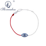 Evil Eye Crystal 925 Sterling Silver Red Rope Bracelet For Women
