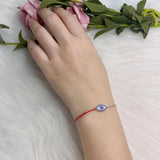 Evil Eye Crystal 925 Sterling Silver Red Rope Bracelet For Women