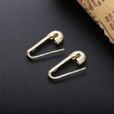 Micro Pave Safety Pins Pulse Ear Cuff 925 Sterling Silver CZ Jewelry