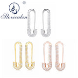 Micro Pave Safety Pins Pulse Ear Cuff 925 Sterling Silver CZ Jewelry