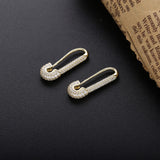 Micro Pave Safety Pins Pulse Ear Cuff 925 Sterling Silver CZ Jewelry