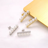 925 Silver Pearl Earrings with CZ for Women