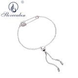 925 Sterling Silver Safety Pin Chain Bracelet for Women