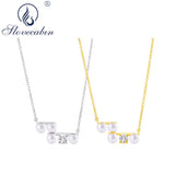 925 Silver CZ Pearl Pendant Necklace For Women