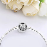 925 Silver Castle Clasp Bangle for Women