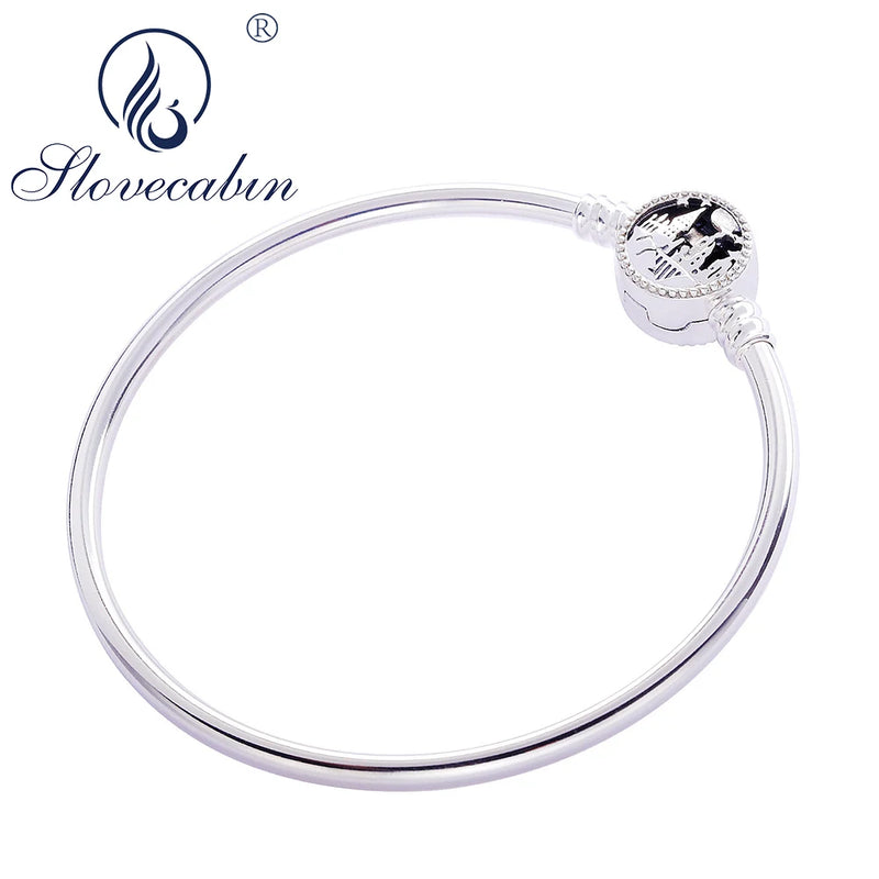 925 Silver Castle Clasp Bangle for Women